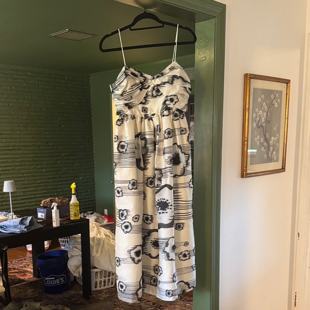 STINE GOYA Black and White Abby Midi Dress